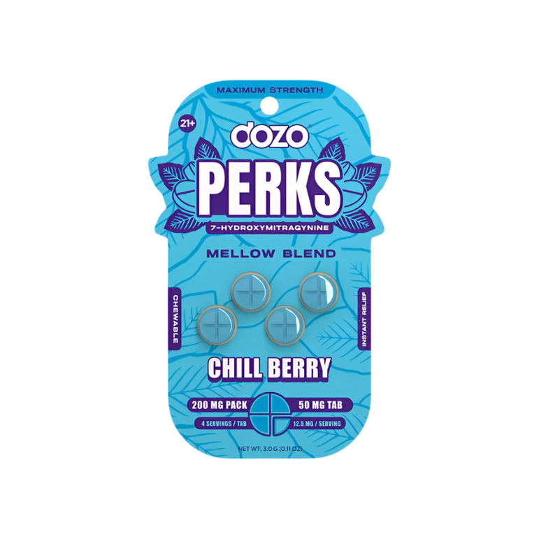 DOZO PERKS Maximum Strength 7-Hydroxy Kratom Chewables in Chill Berry Flavor