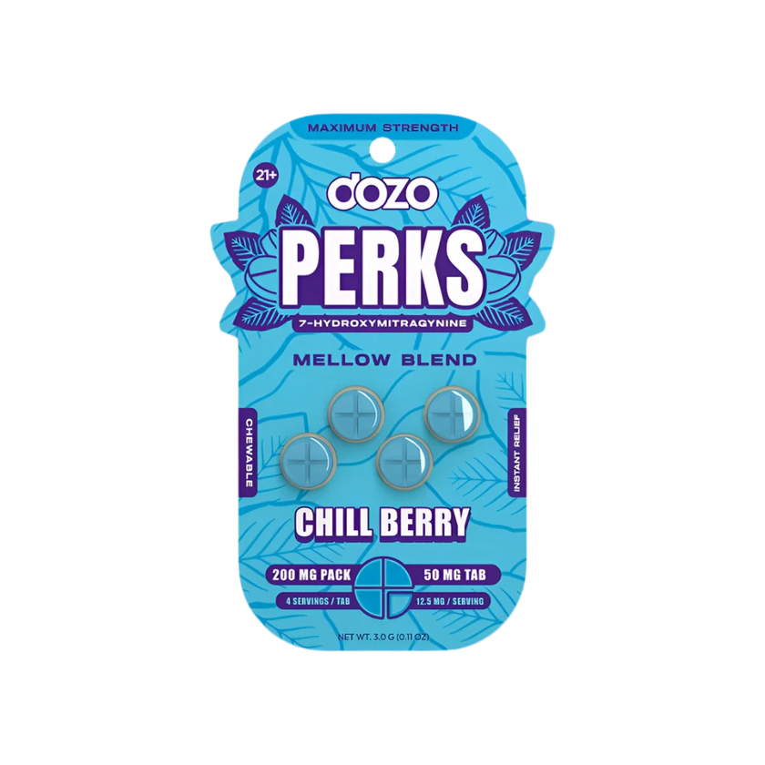 DOZO PERKS Maximum Strength 7-Hydroxy Kratom Chewables in Chill Berry Flavor