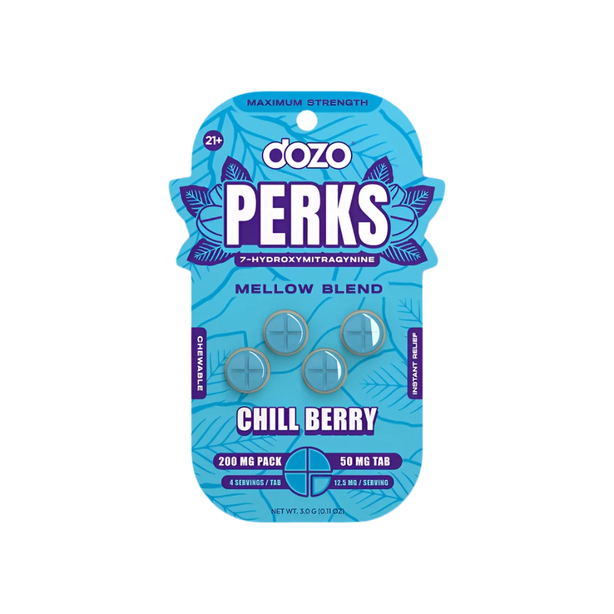 DOZO PERKS Maximum Strength 7-Hydroxy Kratom Chewables in Chill Berry Flavor