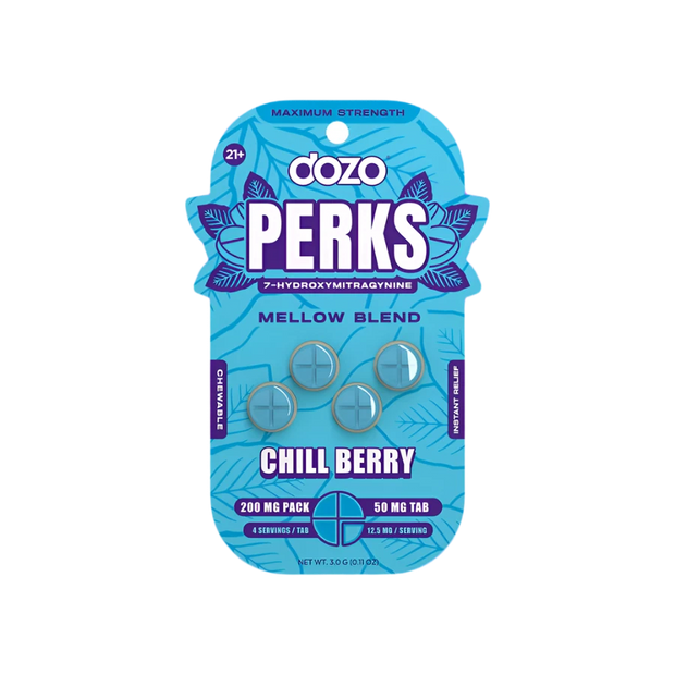 DOZO PERKS Maximum Strength 7-Hydroxy Kratom Chewables in Chill Berry Flavor