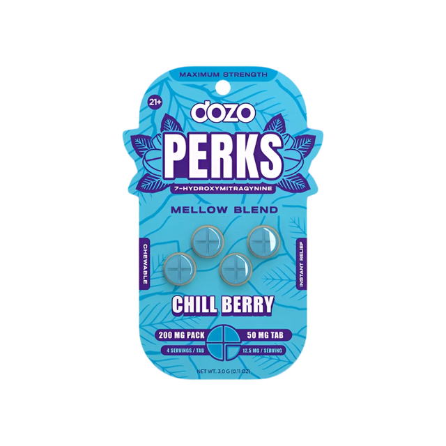 DOZO PERKS Maximum Strength 7-Hydroxy Kratom Chewables in Chill Berry Flavor