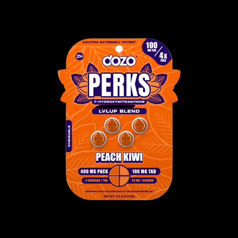 DOZO PERKS Peach Kiwi 4PK 100MG - Premium Kratom Chewables