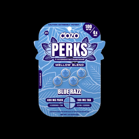 DOZO PERKS Blue Razz 4-Pack 100mg Kratom Edibles
