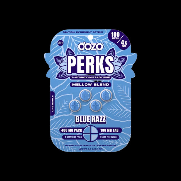 DOZO PERKS Blue Razz 4-Pack 100mg Kratom Edibles