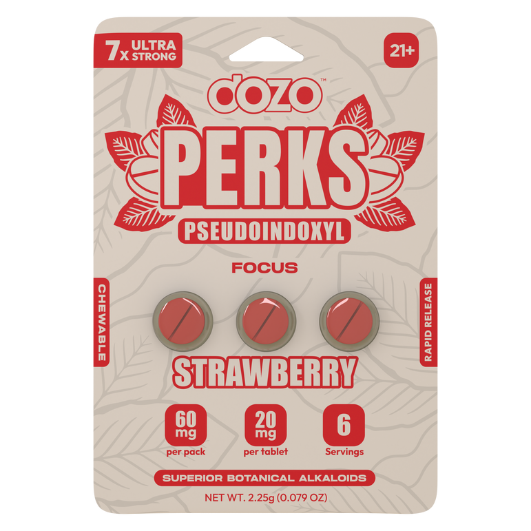 Dozo Perks Strawberry Focus Chewable Tablets bottle