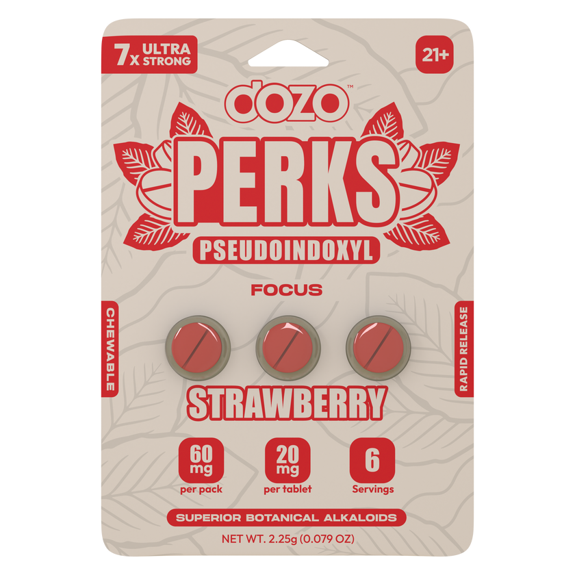 Dozo Perks Strawberry Focus Chewable Tablets bottle