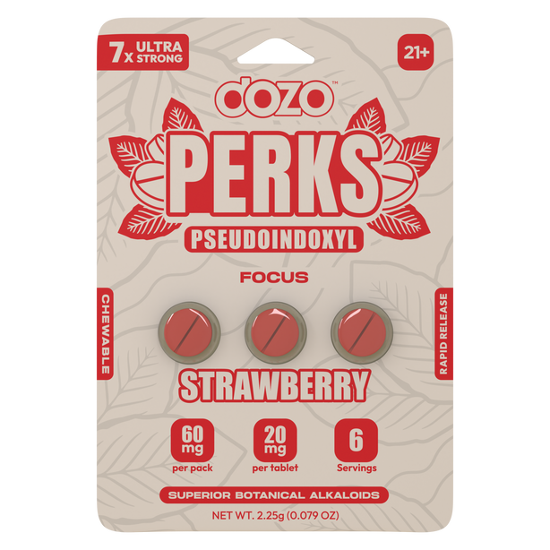 Dozo Perks Strawberry Focus Chewable Tablets bottle