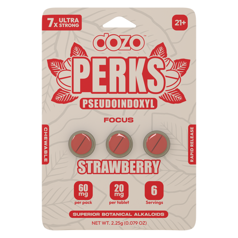 Dozo Perks Strawberry Focus Chewable Tablets bottle