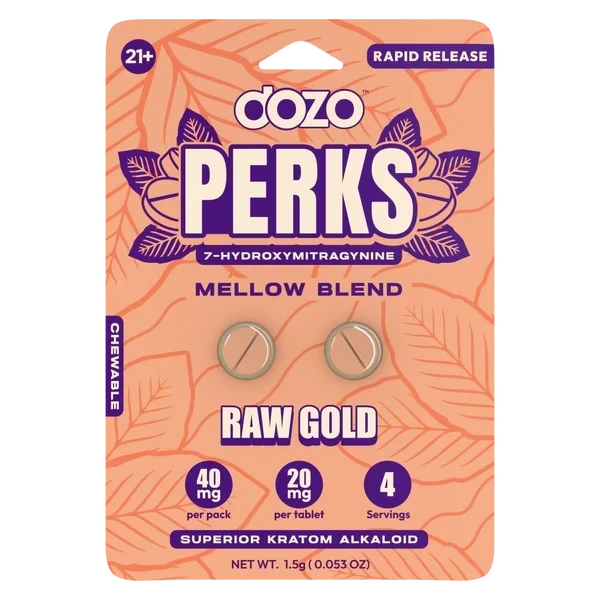 Perks Dozo Raw Gold 2-Pack - 7-Hydroxymitragynine Chewables for natural tranquility