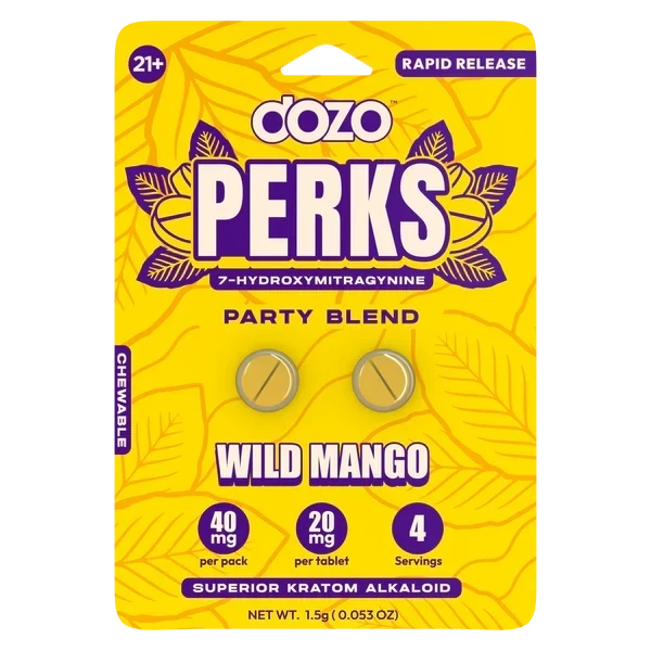 Perks Dozo Wild Mango 2-Pack - Chewable Energizing Kratom Tablets