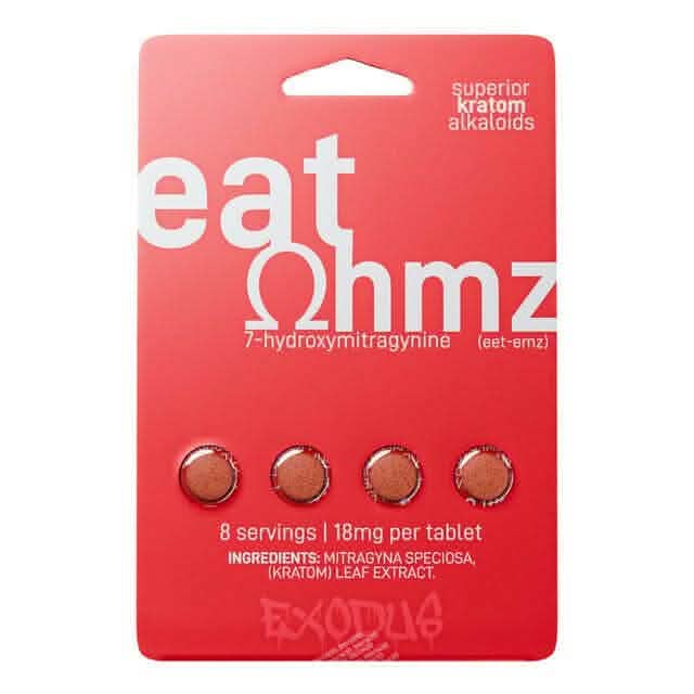 Eat Ohmz 7-Hydroxymitragynine Kratom Tablets – 4 Pack product image showing potent kratom tablets