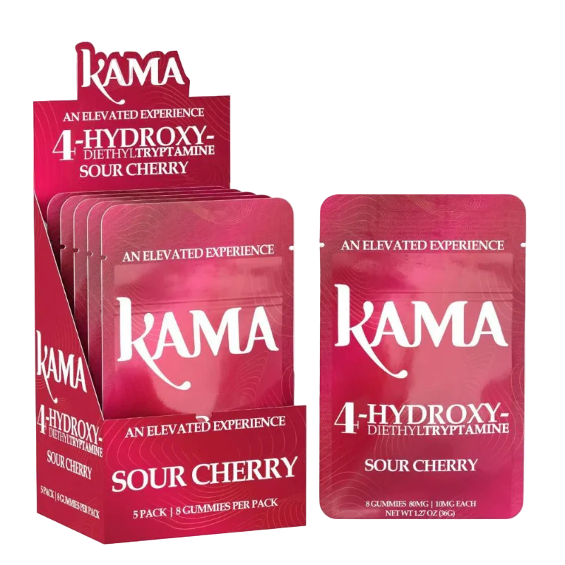 KAMA 4OH Gummies Sour Cherry pack with 8ct kratom gummies