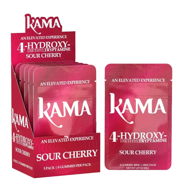 KAMA 4OH Gummies Sour Cherry pack with 8ct kratom gummies