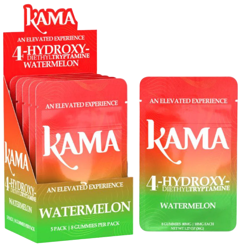8 count pack of KAMA 4OH Gummies with refreshing watermelon flavor