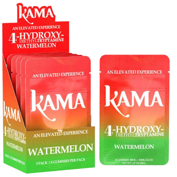 8 count pack of KAMA 4OH Gummies with refreshing watermelon flavor