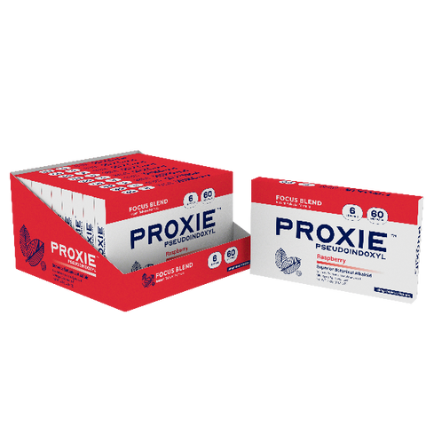 Proxie Focus Blend Raspberry Packaging showing premium nootropic product