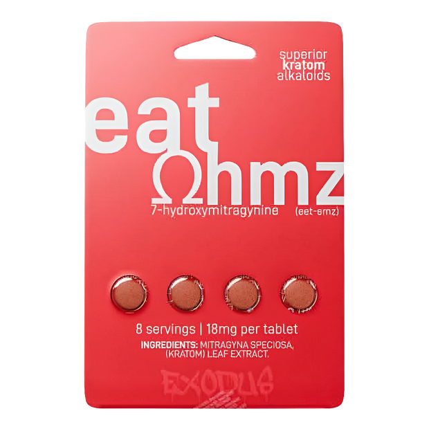 Eat Ohmz 7-Hydroxymitragynine Kratom Tablets 4 Pack packaging