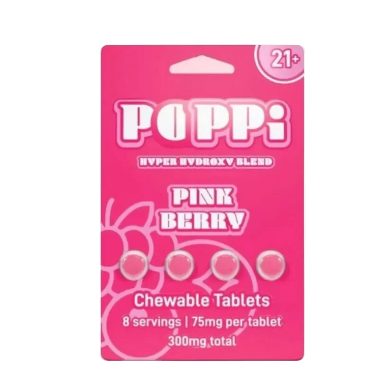 Poppi Pink Berry 4ct 75mg 300TMG - Refreshing Kratom Energy Drink