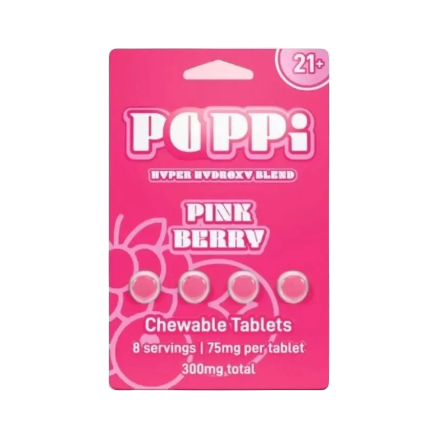 Poppi Pink Berry 4ct 75mg 300TMG - Refreshing Kratom Energy Drink