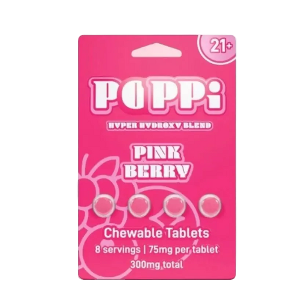 Poppi Pink Berry 4ct 75mg 300TMG - Refreshing Kratom Energy Drink