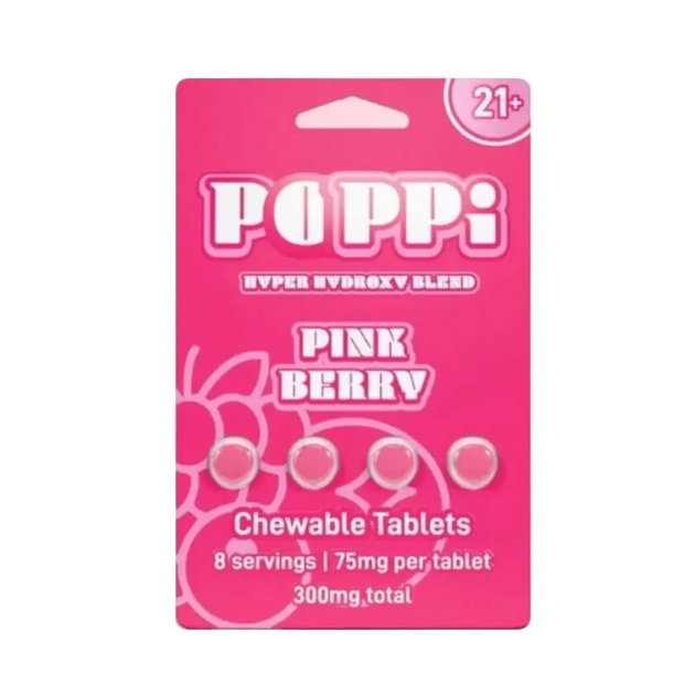 Poppi Pink Berry 4ct 75mg 300TMG - Refreshing Kratom Energy Drink